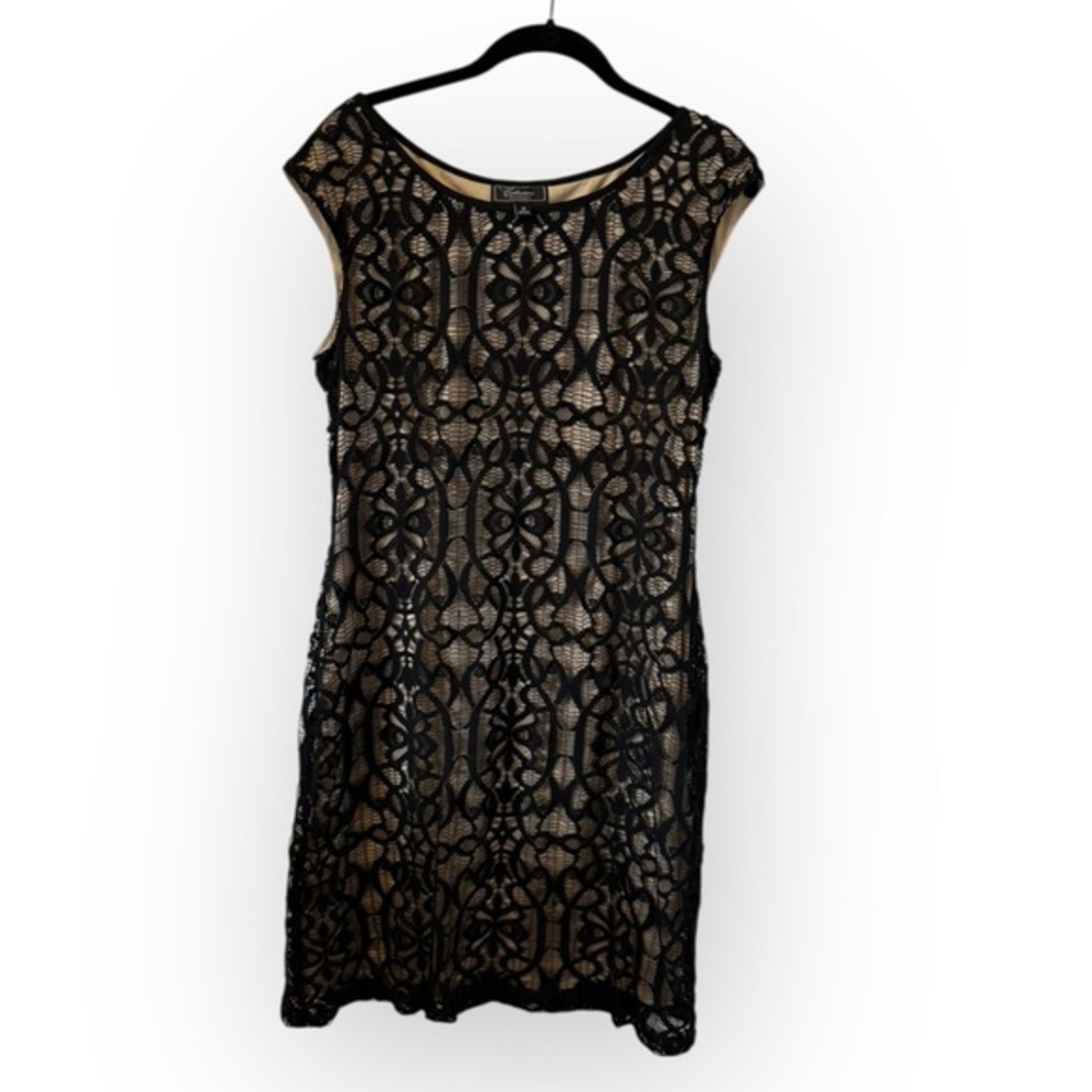 dressbarn Black Lace Overlay Midi Dress